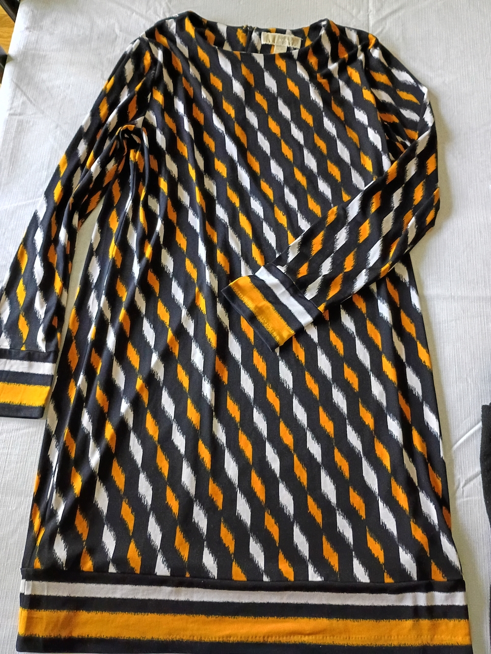 MICHAEL Michael Kors Black, White & Mustard Striped Dress